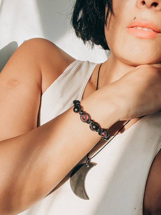 Pulsera MINTAKA SHUNGUITA: Abundancia y expansión (Shunguita + Pirita + Citrino)