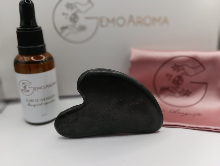 UNICO EN CHILE: GUA-SHA DE PIEDRA SHUNGUITA + REGALO ELIXIR DE SHUNGUITA OLEO FACIAL REPARADOR