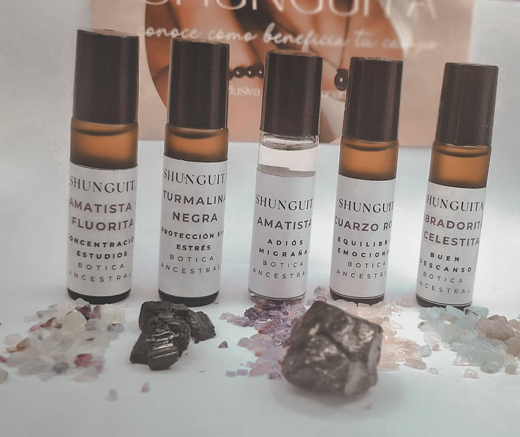 BOTICA ANCESTRAL: SHUNGUITA + CRISTALES TERAPÉUTICOS