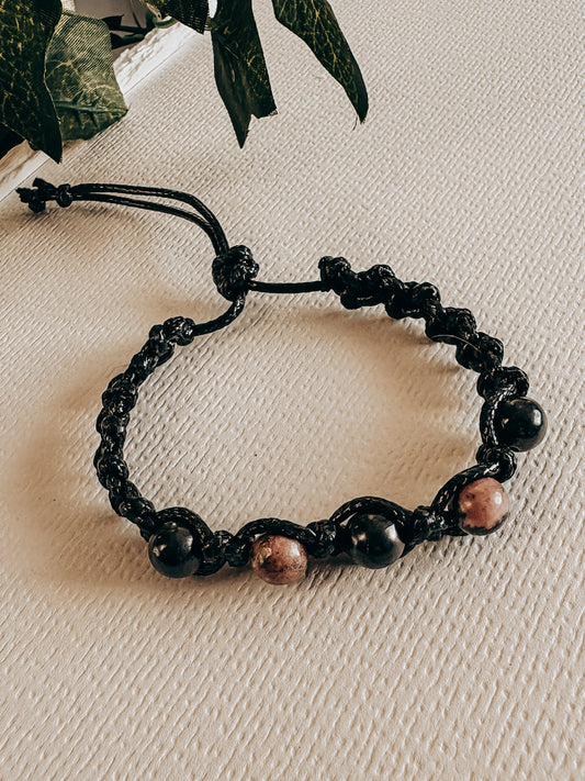 Pulsera MINTAKA SHUNGUITA: Sanación del corazón (Shunguita y Rodonita)