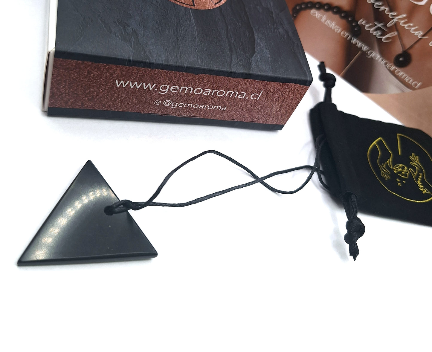 COLGANTE TRIANGULAR DE SHUNGUITA Invertido+ REGALO Trozo de Shunguita elite