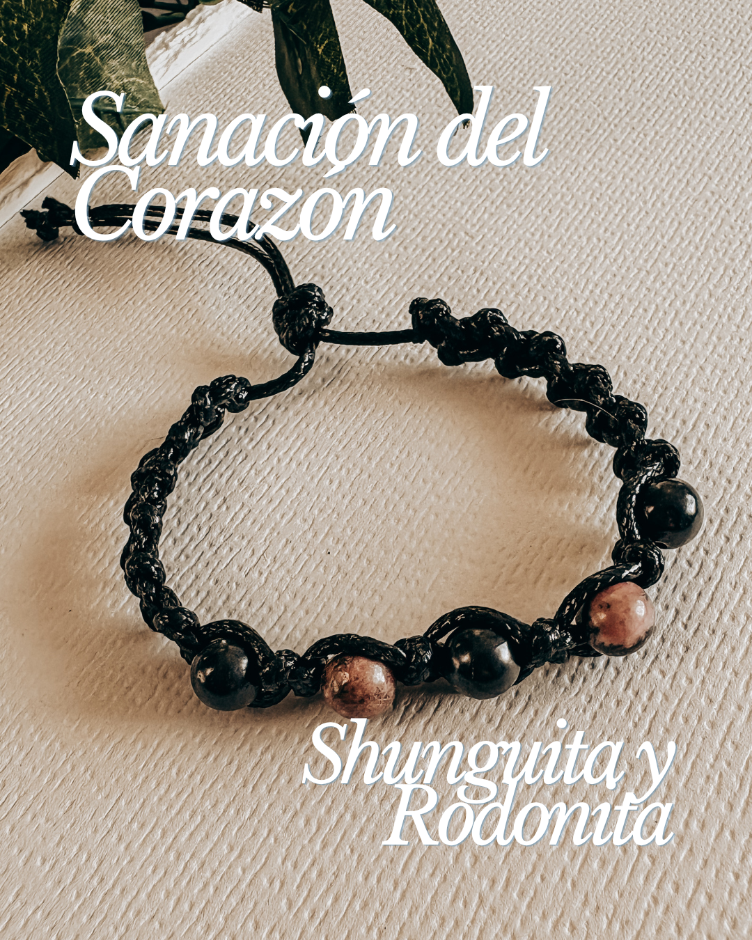 Pulsera MINTAKA SHUNGUITA: Sanación del corazón (Shunguita y Rodonita)