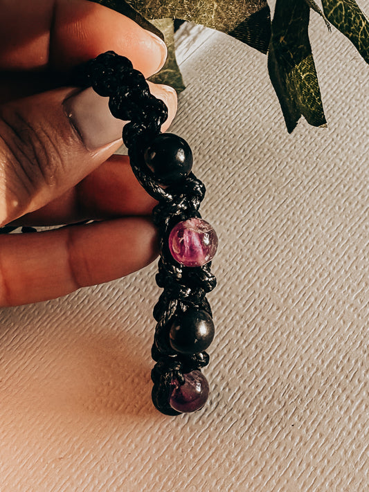 Pulsera MINTAKA SHUNGUITA: Paz mental y calma interior (Shunguita y Amatista)