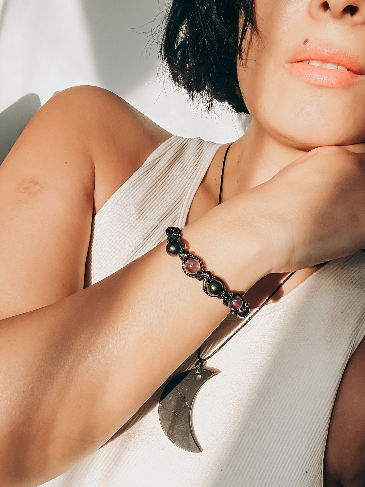 Pulsera MINTAKA SHUNGUITA: Abundancia y expansión (Shunguita + Pirita + Citrino)