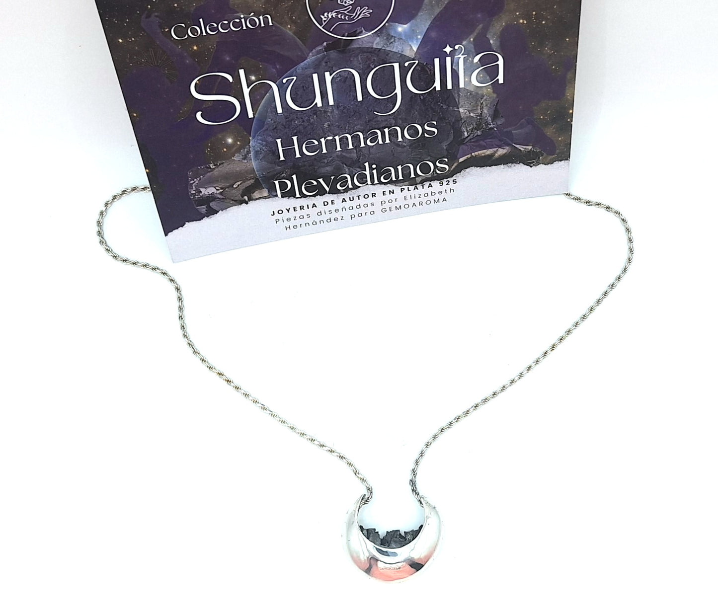 COLLAR SHUNGUITA "HIJA DE LA LUNA"- SHUNGUITA ELITE & LARIMAR en plata 925