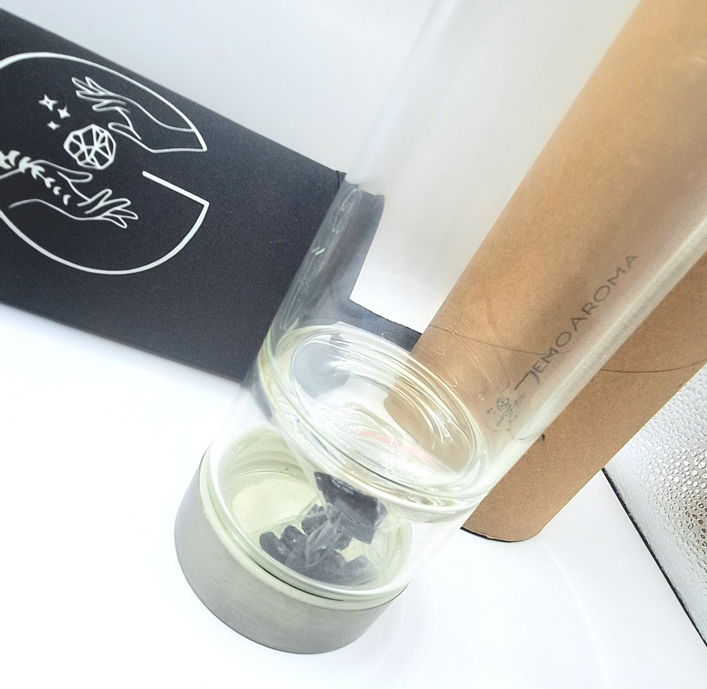 SET BOTELLA DE CRISTAL CON SHUNGUITA ELITE: Purifica y Energiza tu Agua/ 550 ML