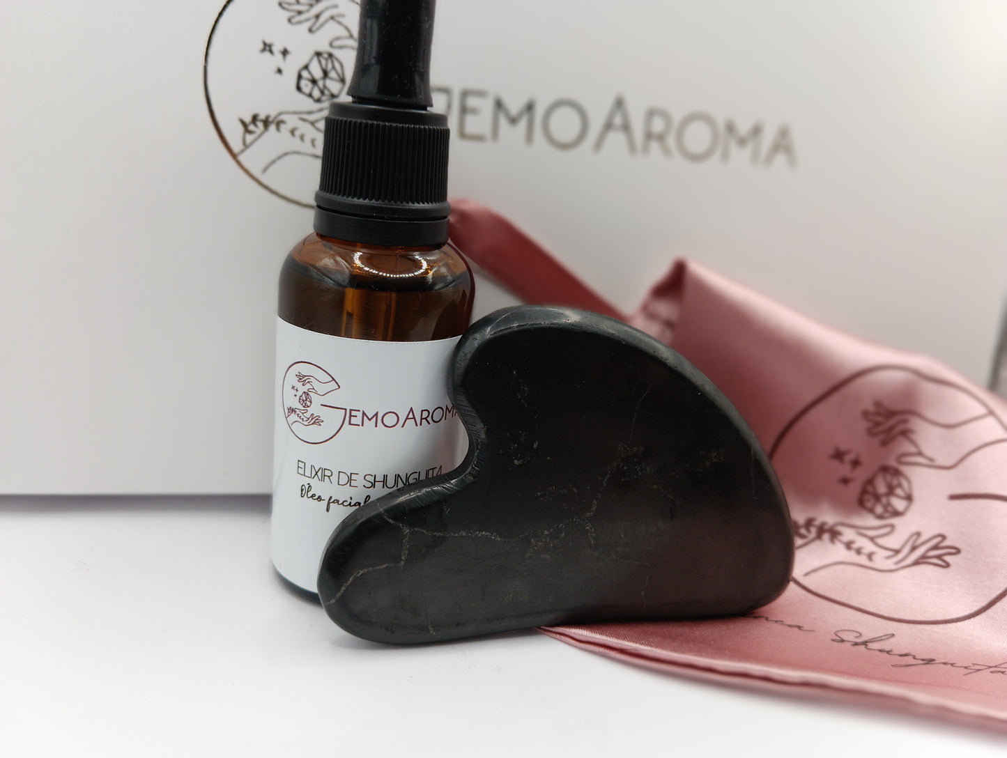 PACK ESPECIAL PARA REGALO: GUA-SHA DE PIEDRA SHUNGUITA + ELIXIR DE SHUNGUITA ÓLEO FACIAL REPARADOR