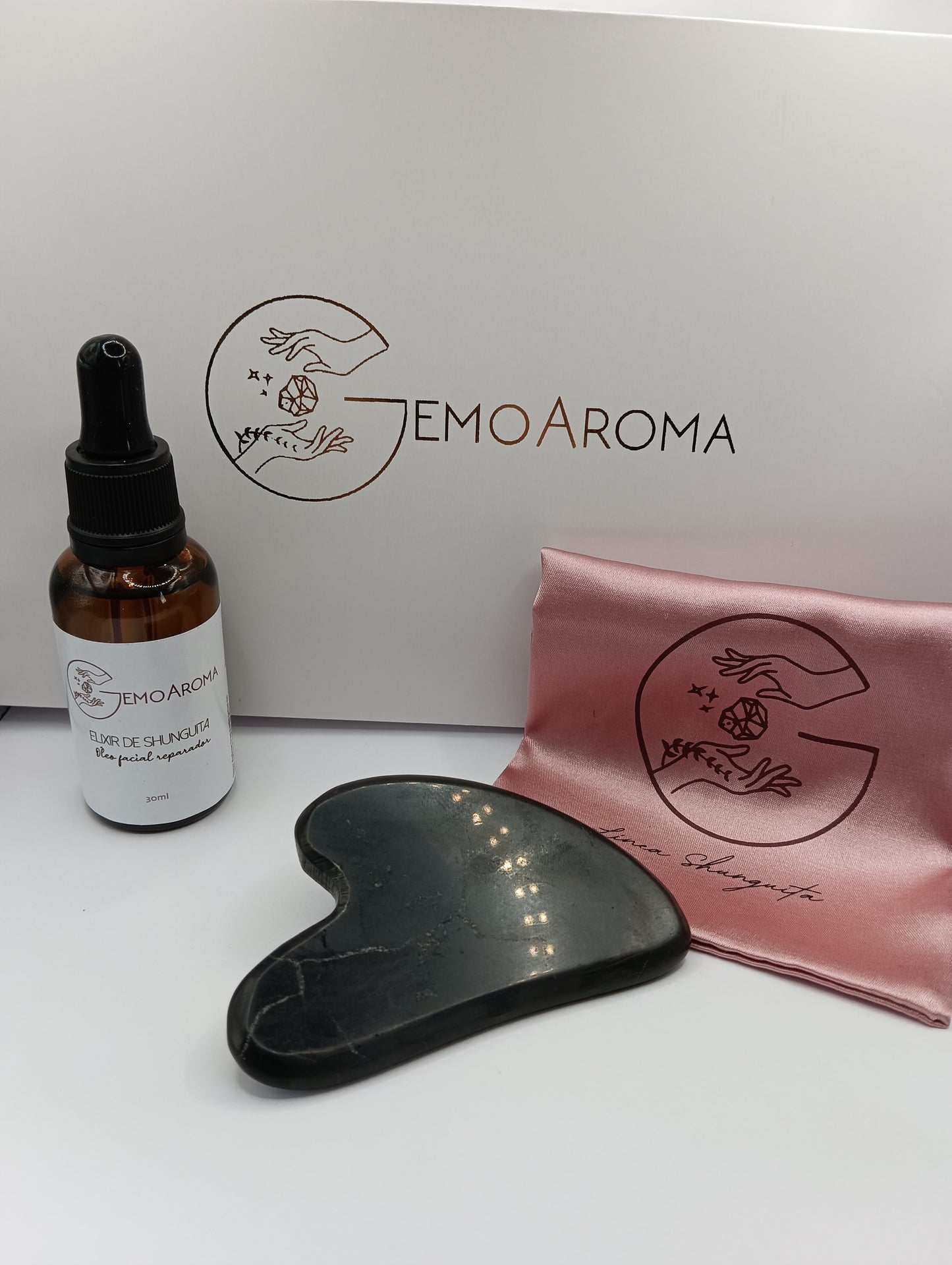 PACK ESPECIAL PARA REGALO: GUA-SHA DE PIEDRA SHUNGUITA + ELIXIR DE SHUNGUITA ÓLEO FACIAL REPARADOR