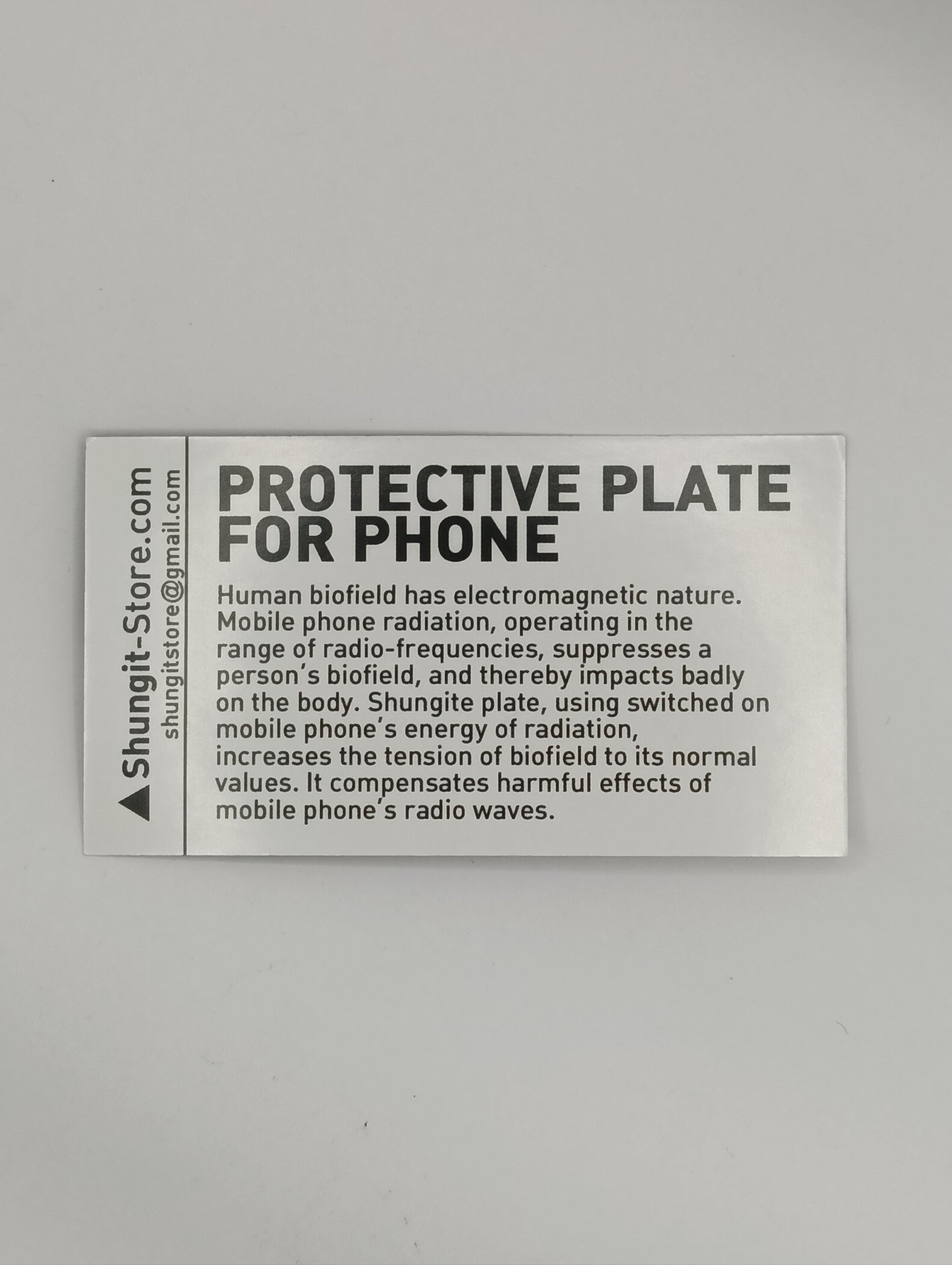PLACA PROTECTORA DE CELULARES (5G) DE SHUNGUITA (SHUNGITA) EDICION LIMITADA