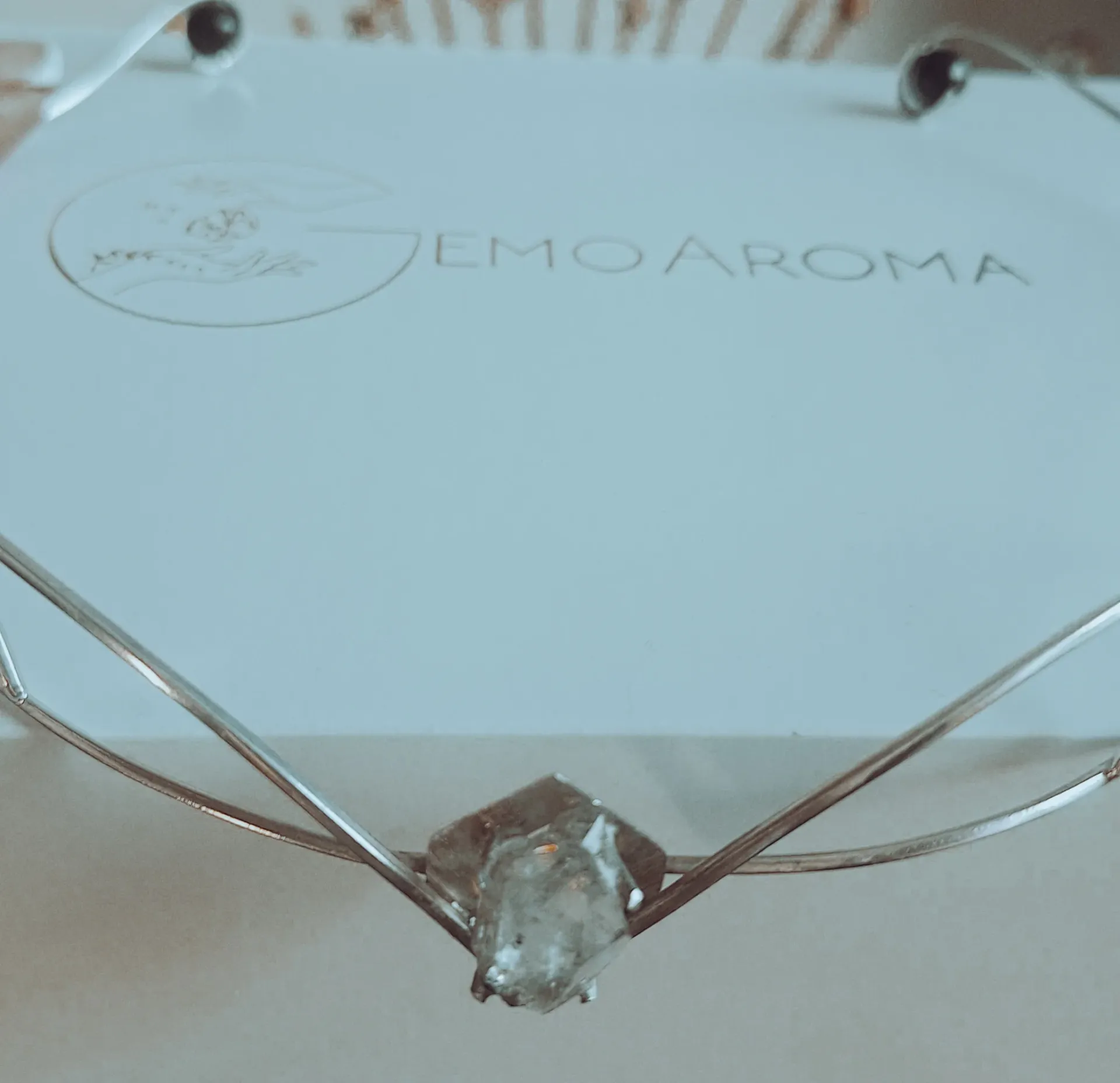 collar tiara “Luz Anclada”: Diamante Herkimer · Shunguita · Plata 925/ PIEZA UNICA EN EL MUNDO