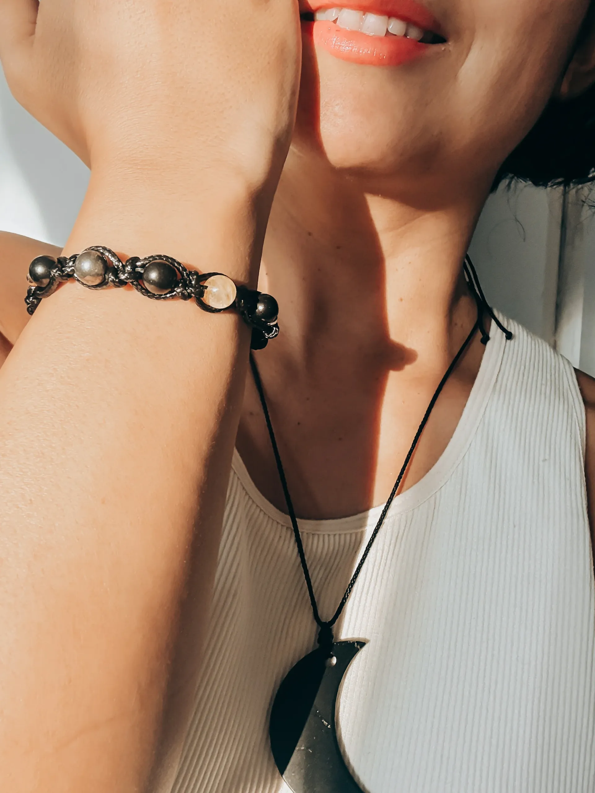 Pulsera MINTAKA SHUNGUITA: Abundancia y expansión (Shunguita + Pirita + Citrino)