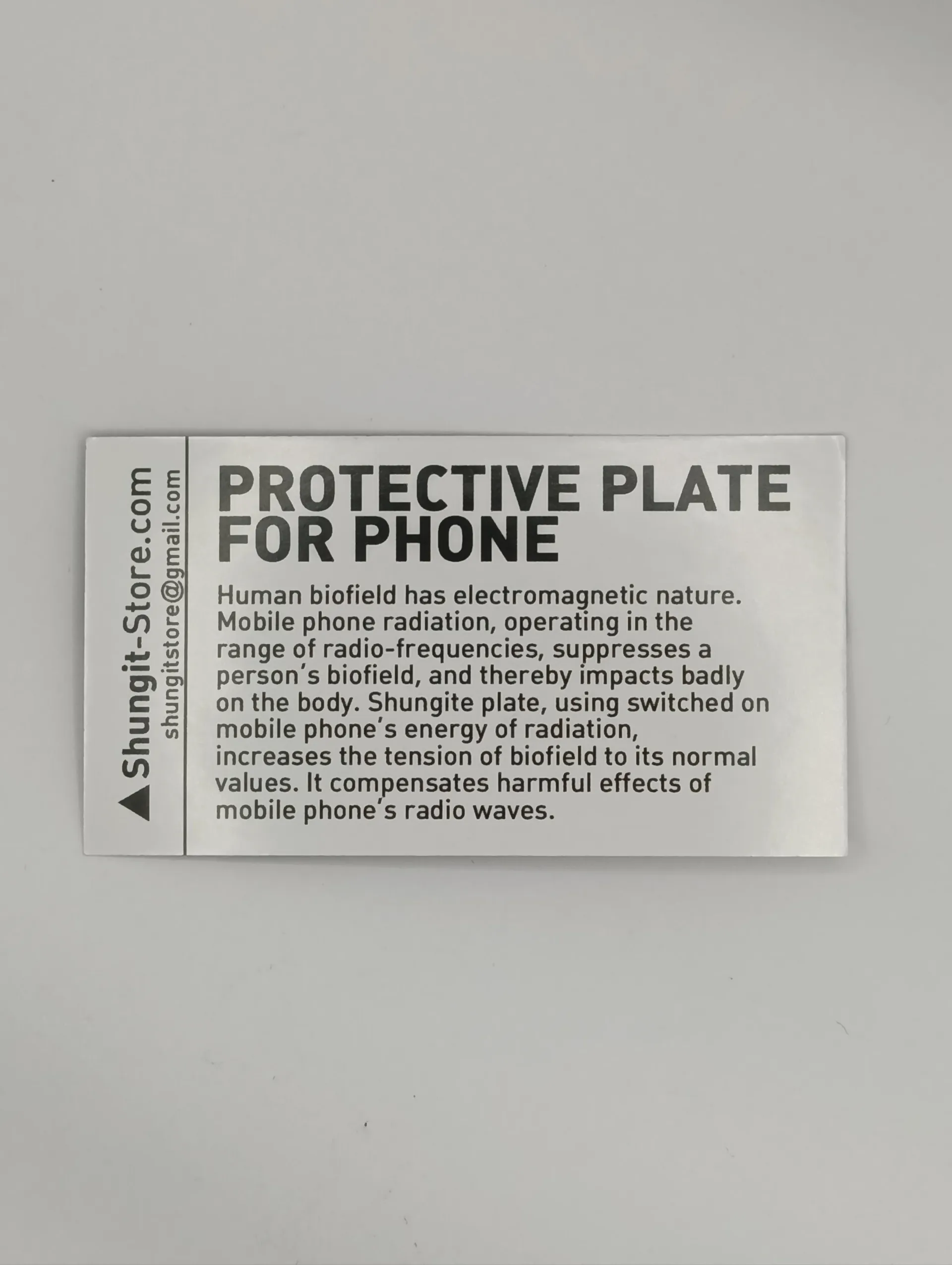 PLACA PROTECTORA DE CELULARES (5G) DE SHUNGUITA (SHUNGITA) EDICION LIMITADA